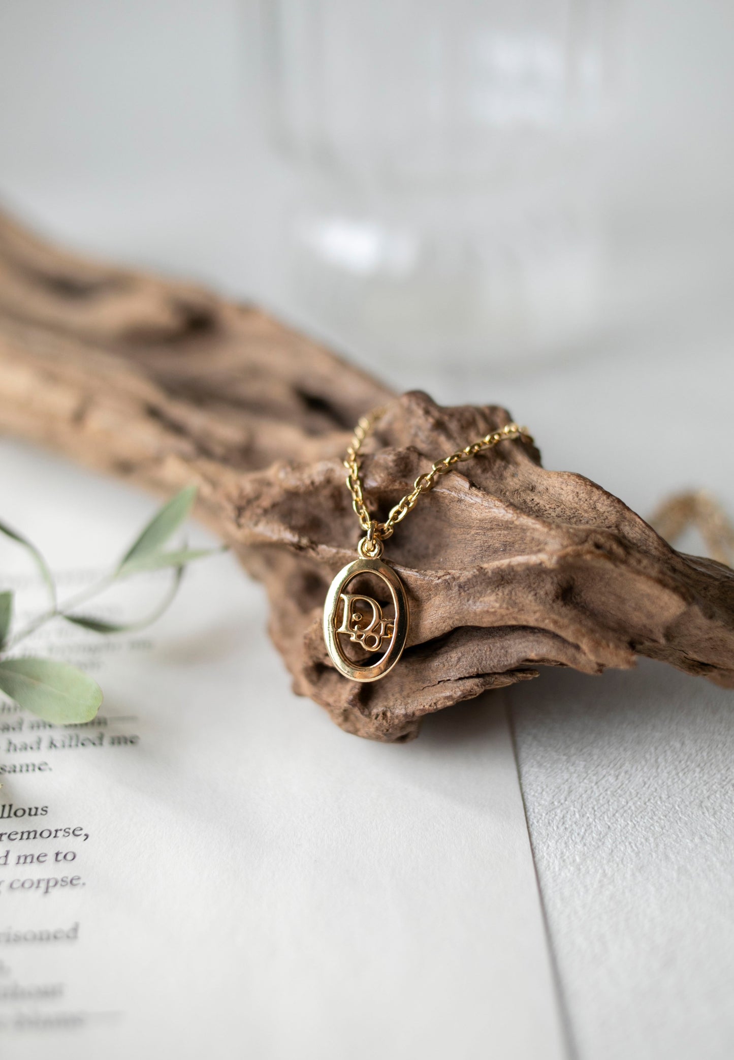 Vintage Jewelry: Christian Dior 1990s Oval Logo Pendant Necklace J-CD06