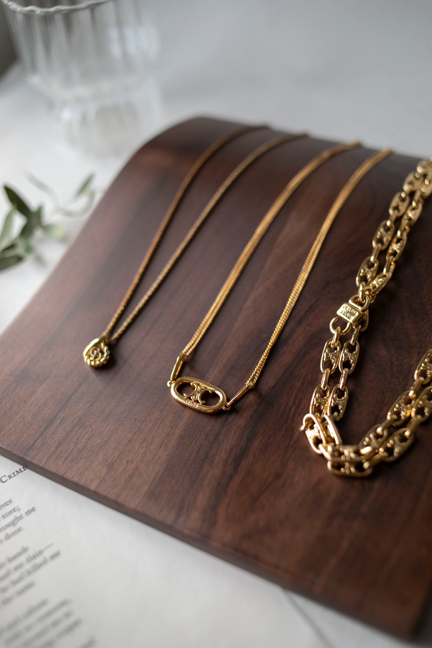 Vintage Celine Triomphe Logo Chain Necklace (J-C04)