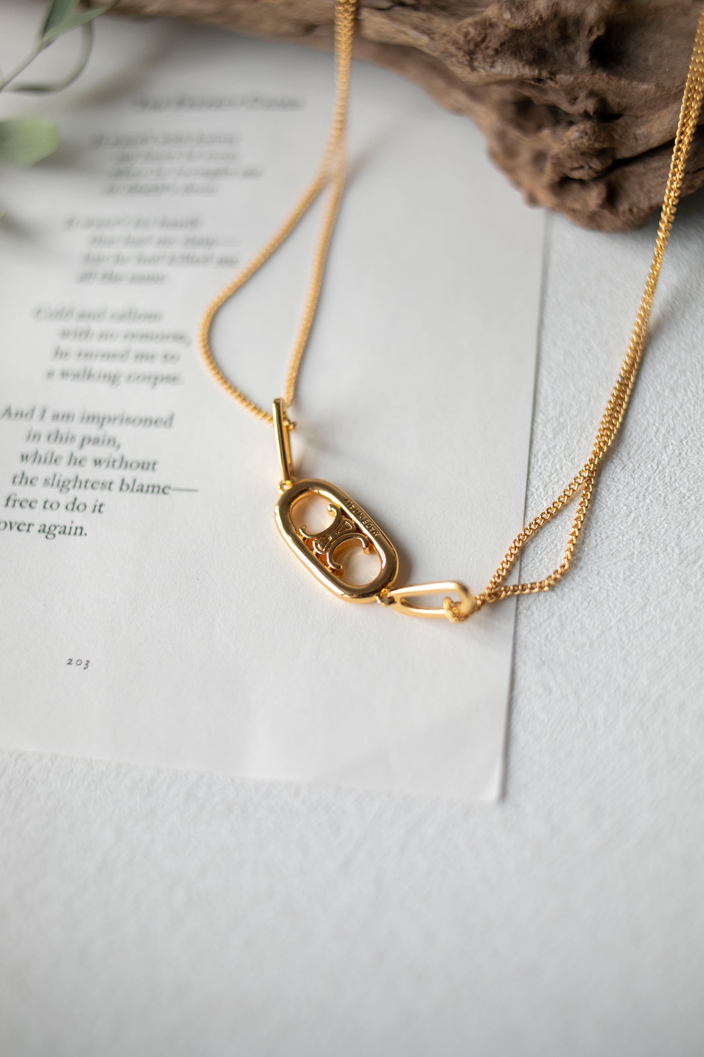 Vintage Celine Triomphe Logo Chain Necklace (J-C04)