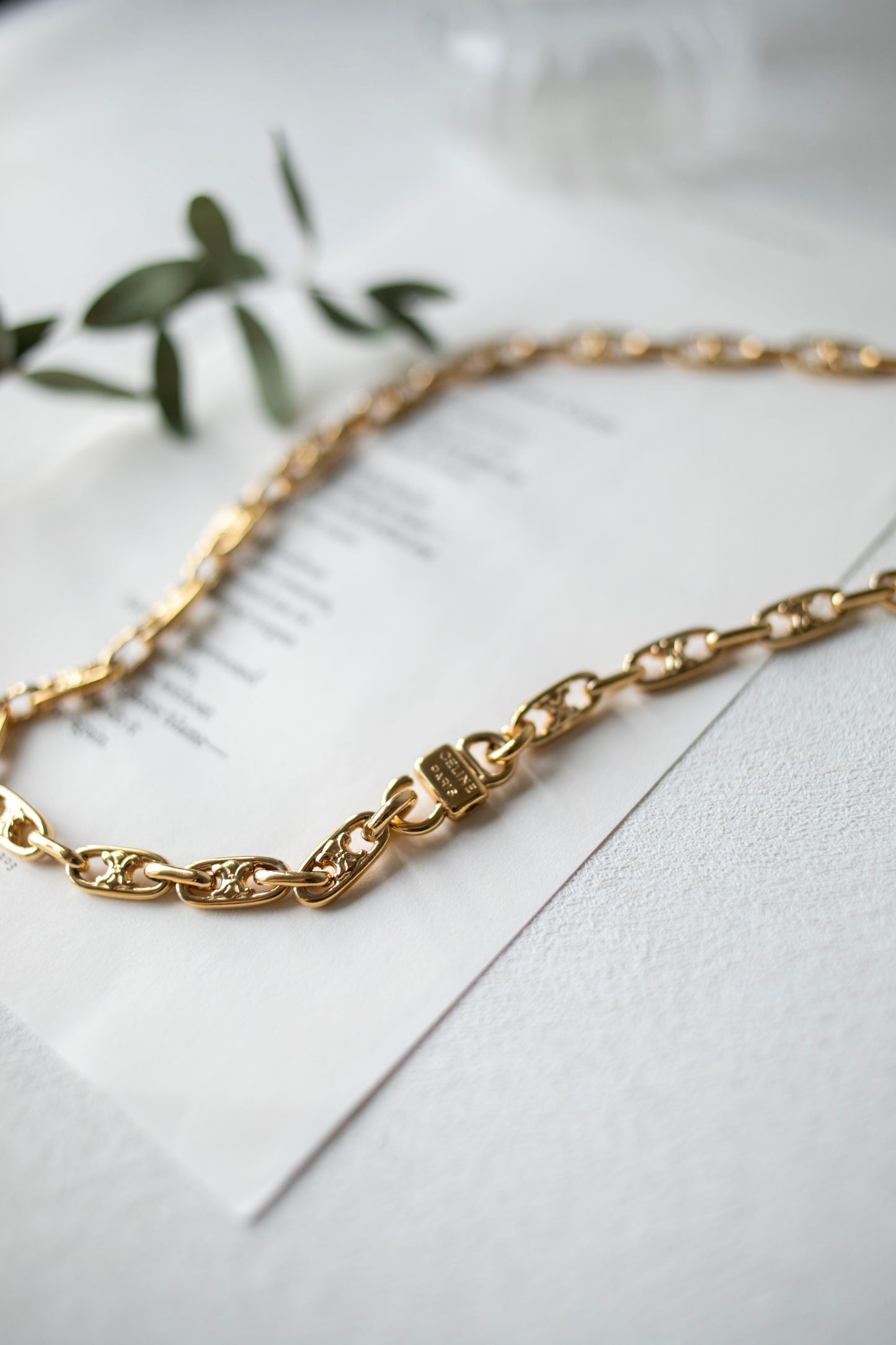 Vintage Jewelry: Celine Chainlink Triomphe Sautoir Necklace J-C05