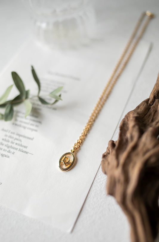 Vintage Jewelry: Christian Dior 1990s Oval Logo Pendant Necklace J-CD06