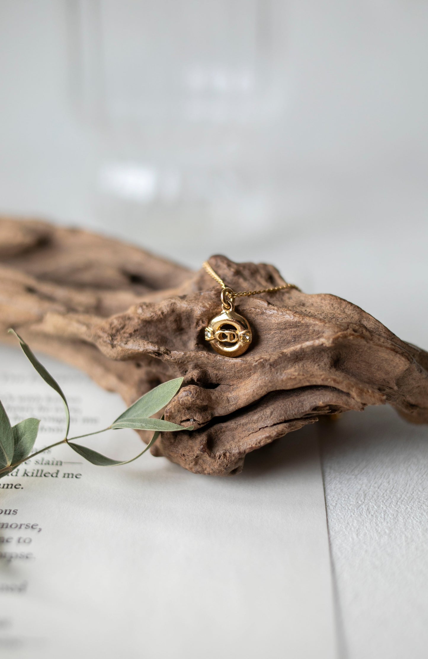 Vintage Jewelry: Christian Dior Circular Logo Crystal Pendant Necklace J-CD08