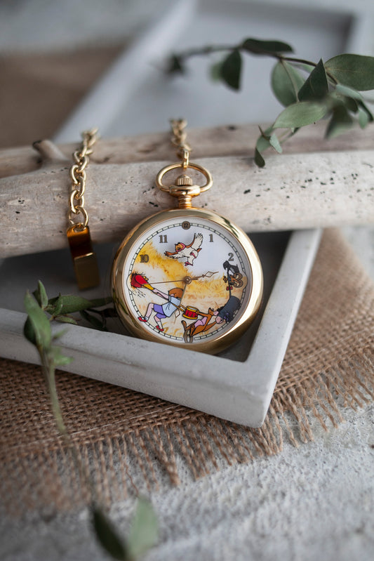 Premium Vintage: 1997 Pooh Pocket Watch with Hunny Jar